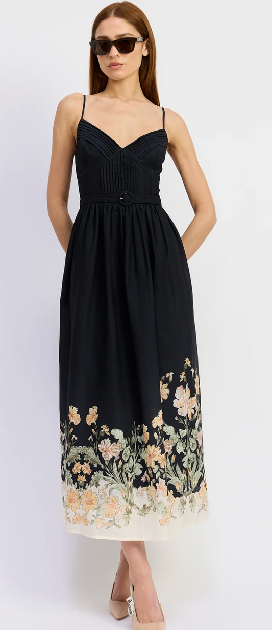 Pintuck Corset Midi Dress