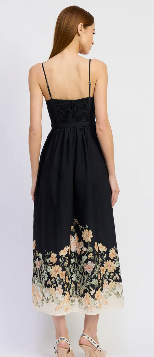 Pintuck Corset Midi Dress