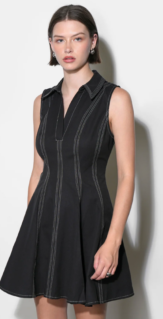 Sydney Topstitch Mini Dress